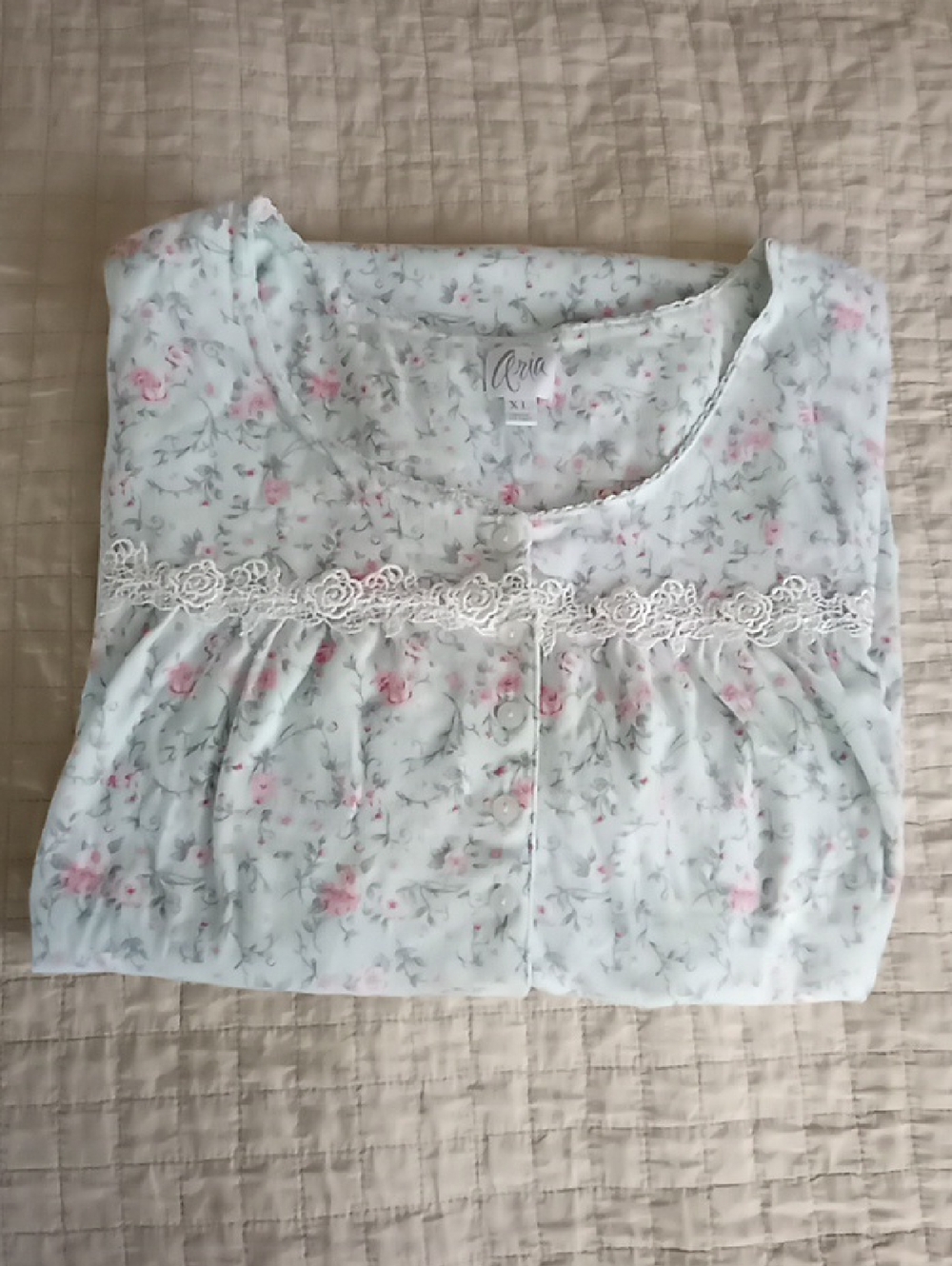 ARIA XL Lace Trim Cottagecore Prairie Modest Cotton Long Sleeve Nightgown Gift - Picture 7 of 9